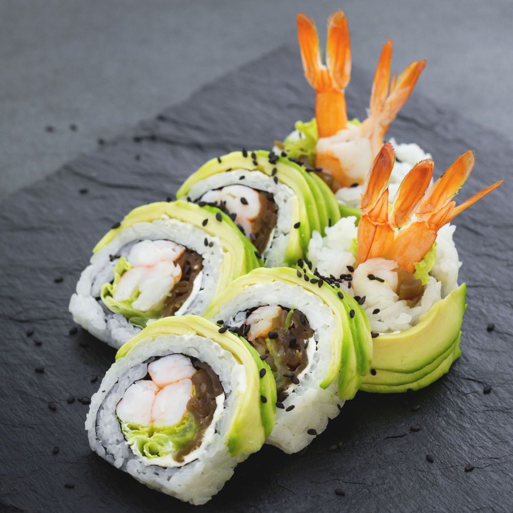 California maki z krewetką w avokado